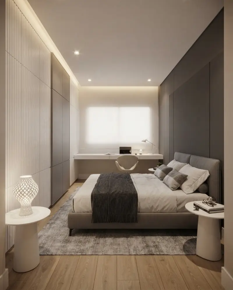 Dormitório com piso laminado